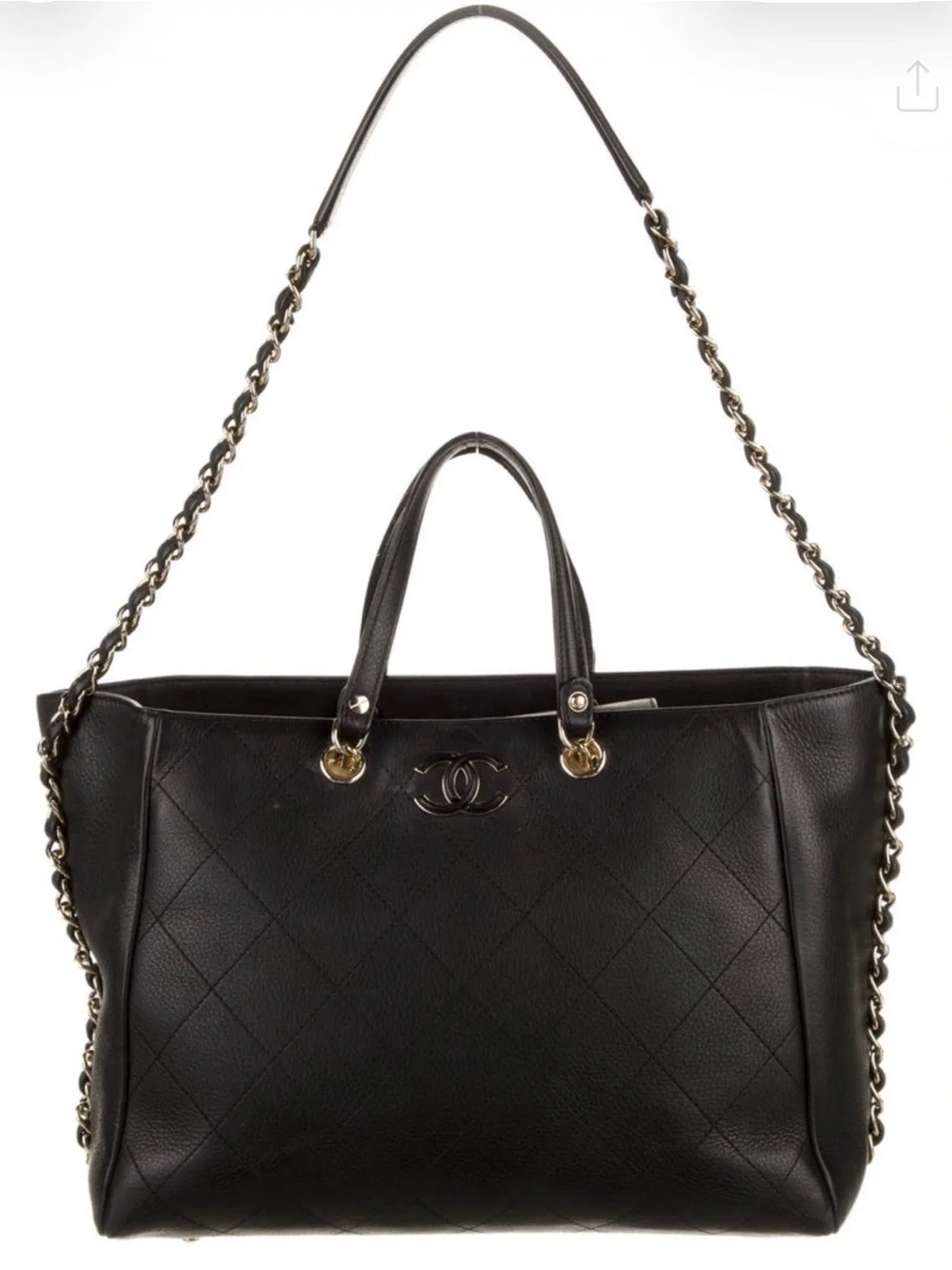 Black Chanel Large Bullskin Stitched Tote Satchel - Excellent condition